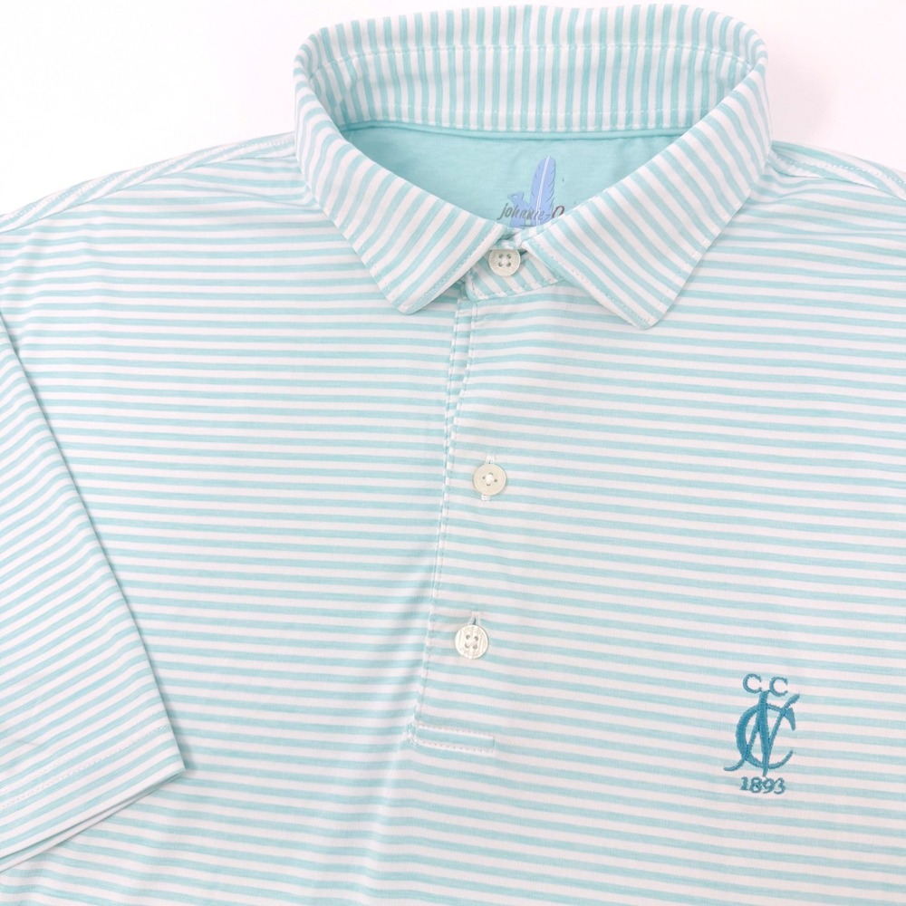 Johnnie-O Featherweight Mens Medium Striped Performance Golf Polo CC New Canaan